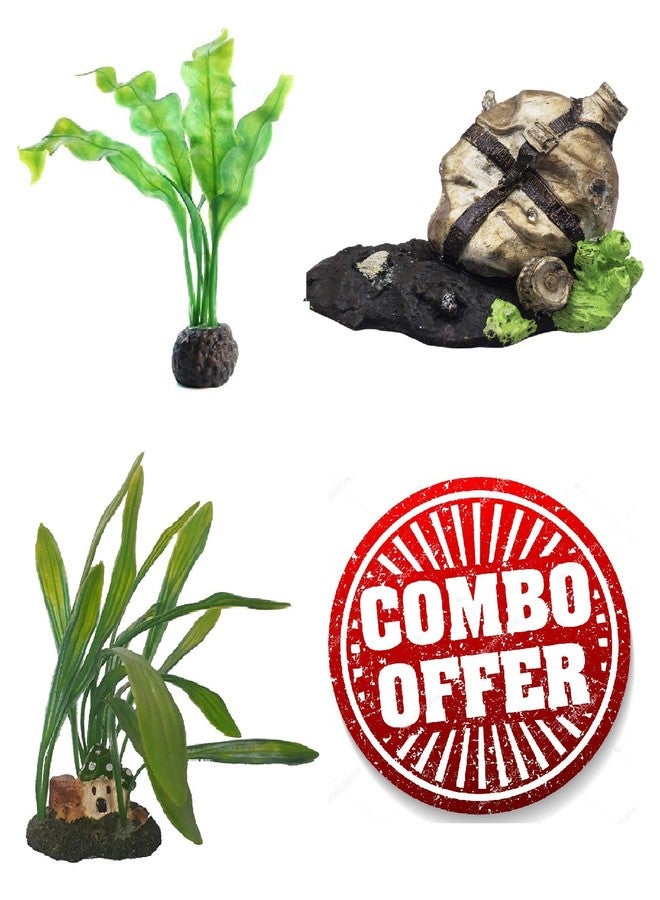 SRI Aquarium Decorative Artificial Plastic Plant with Disposal Bottle Decorative Ornaments for Fish Tank - Image 1